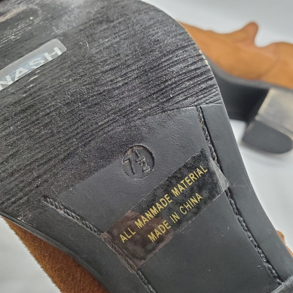 1st Kiss Women's Size 7.5M Brown/Orange Pull On Suede Ankle Booties Elastic Side - Picture 11 of 11